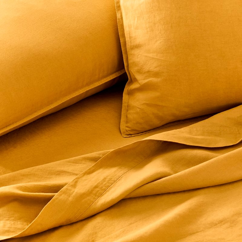 Vintage Washed Linen Chai Sheet Set