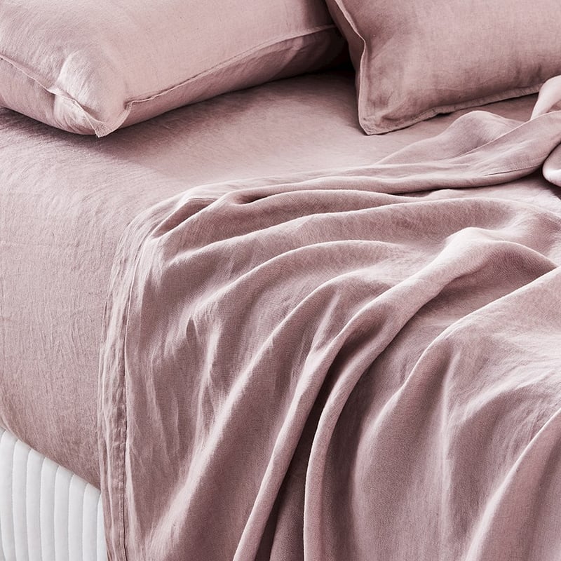 Vintage Washed Linen Dusty Mauve Sheet Set