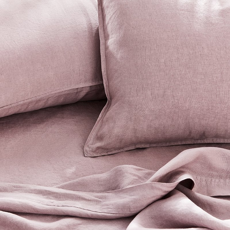 Vintage Washed Linen Dusty Mauve Sheet Set
