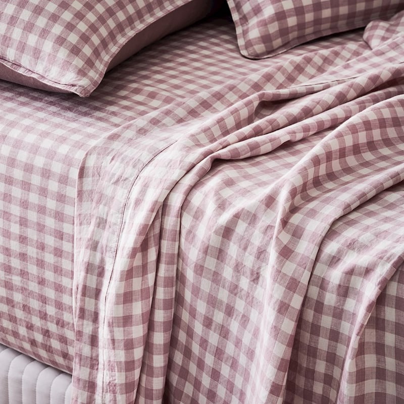 Vintage Washed Linen Dusty Mauve Sheet Set