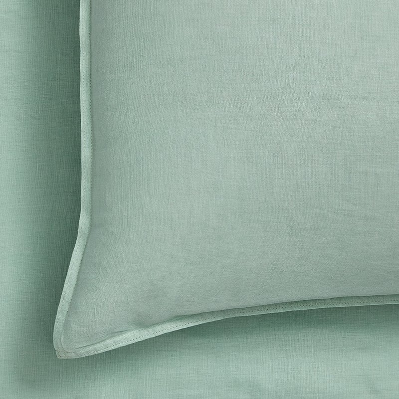 Vintage Washed Linen Dusty Mint Sheet Set