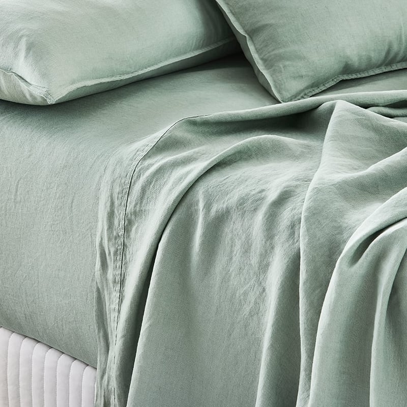 Vintage Washed Linen Eucalyptus Sheet Set