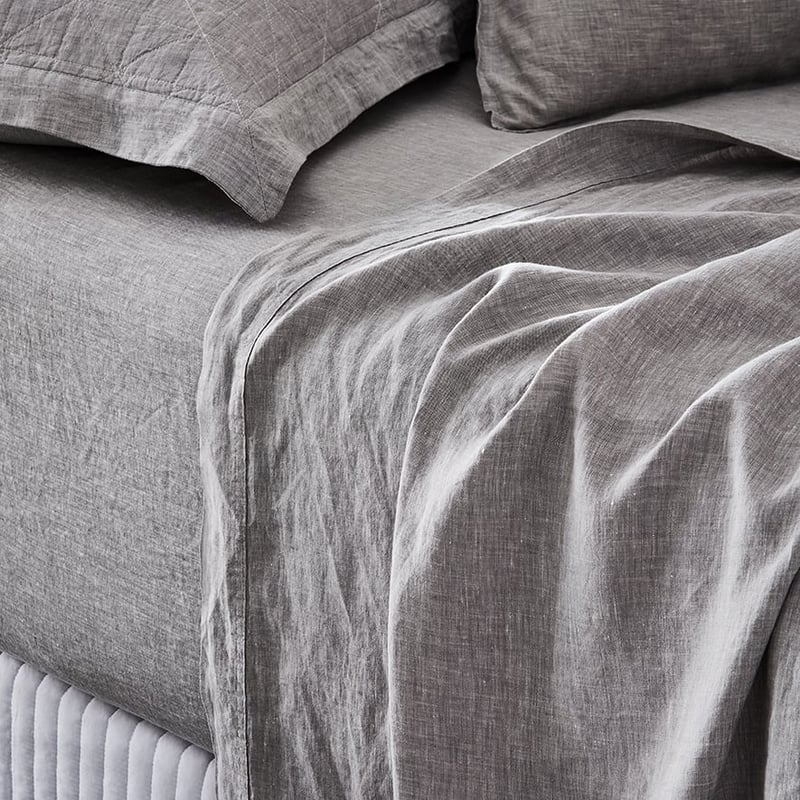 Vintage Washed Linen Grey Marle Sheet Set