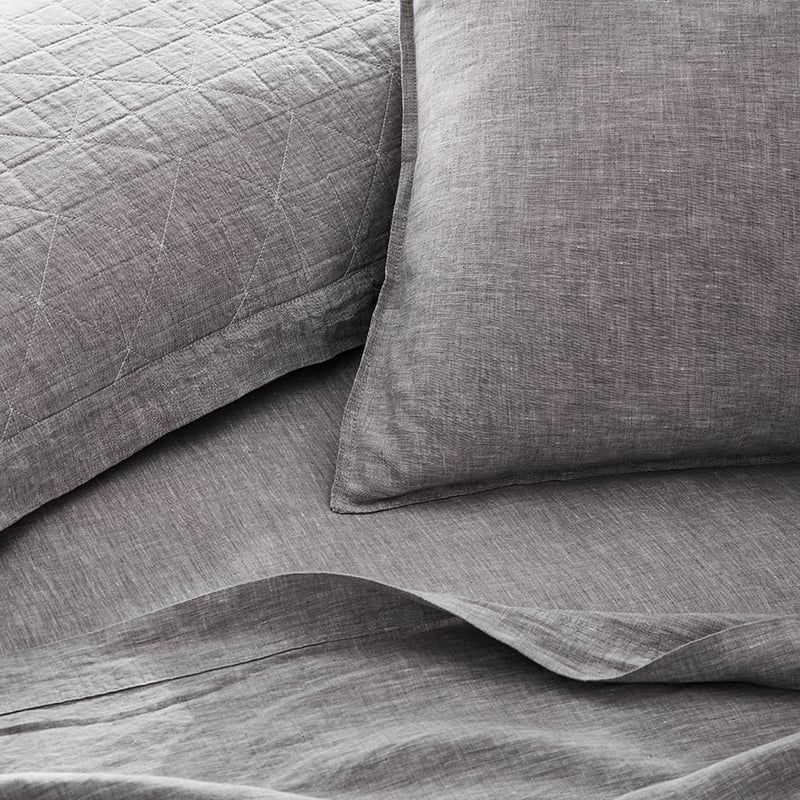 Vintage Washed Linen Grey Marle Sheet Set