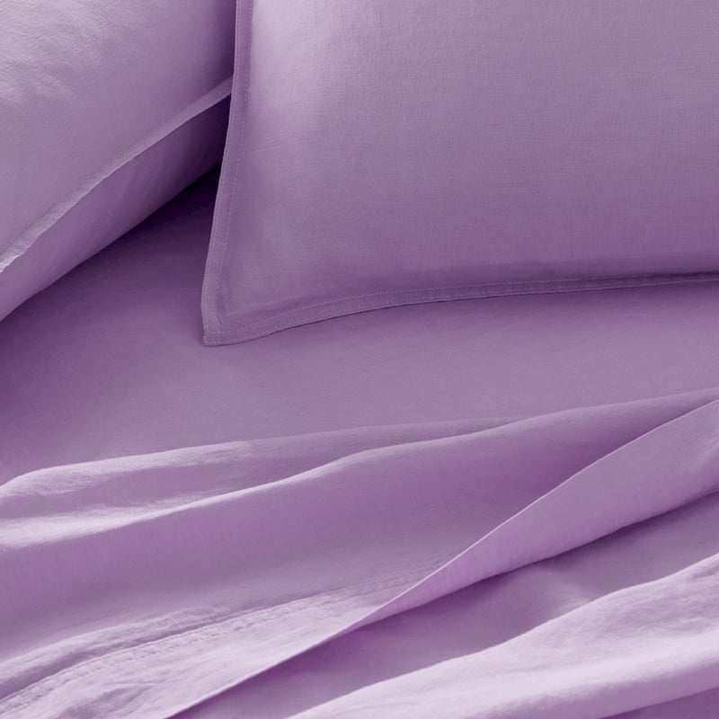 Vintage Washed Linen Pastel Lilac Sheet Set