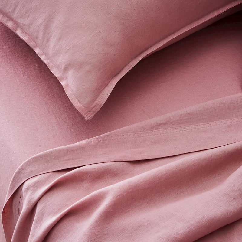 Vintage Washed Linen Rose Quartz Sheet Set