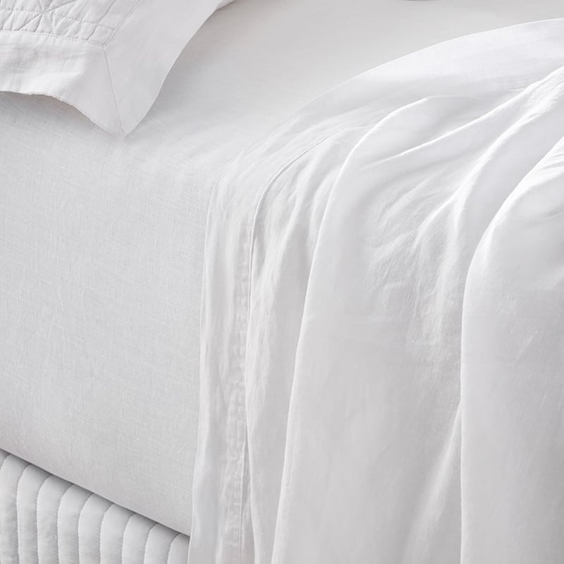 Vintage Washed Linen White Sheet Set
