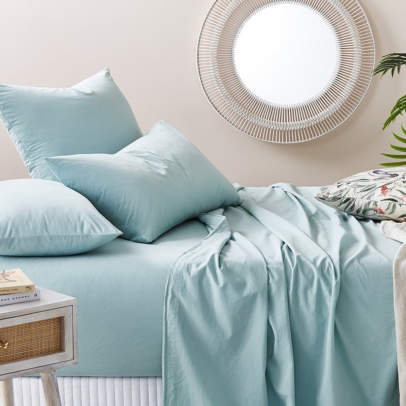 Stonewashed Cotton Ice Blue Sheet Separates