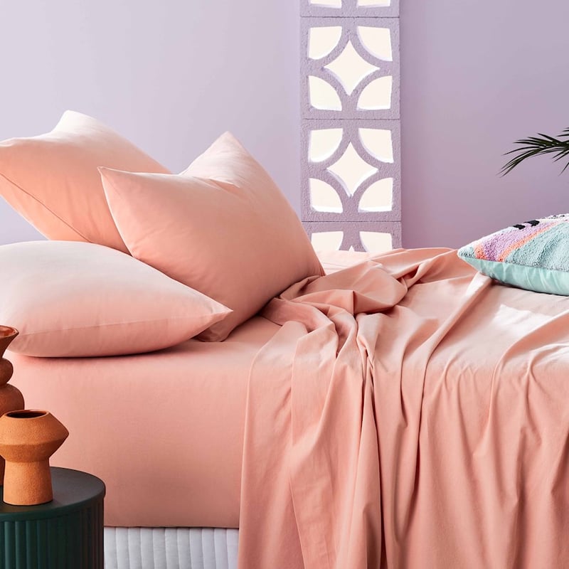 Stonewashed Cotton Salmon Sheet Separates