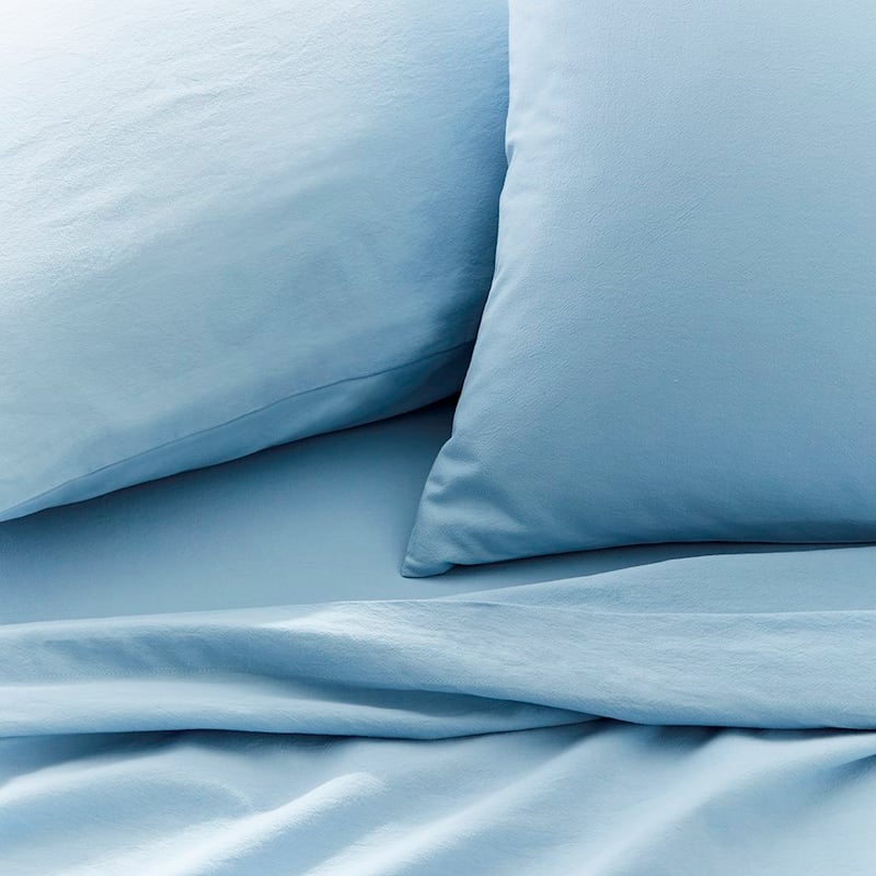 Stonewashed Cotton Sea Blue Sheet Separates 