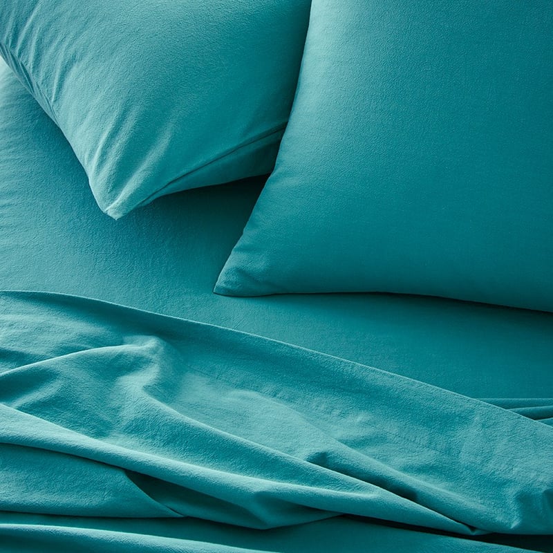 Stonewashed Cotton Teal Sheet Sets