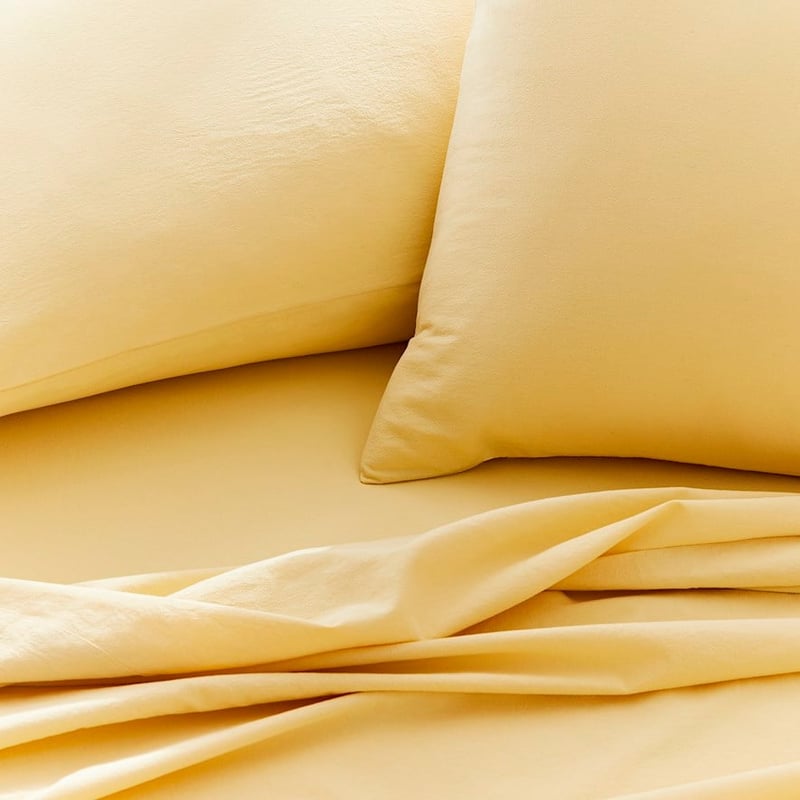Stonewashed Cotton Dusty Lemon Sheet Set