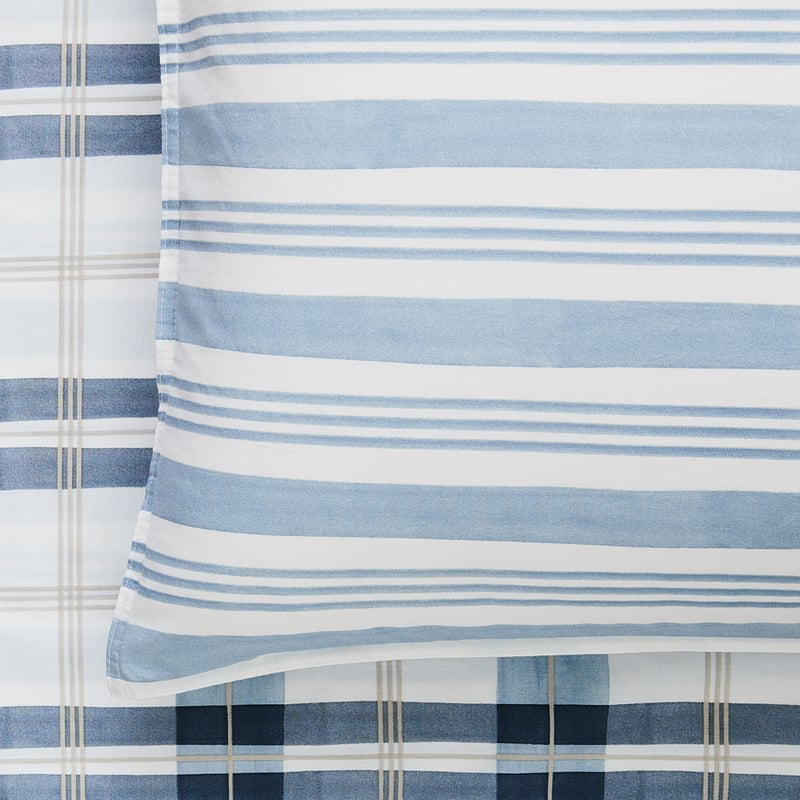 Stonewashed Printed Cotton Blue Check Sheet Separates