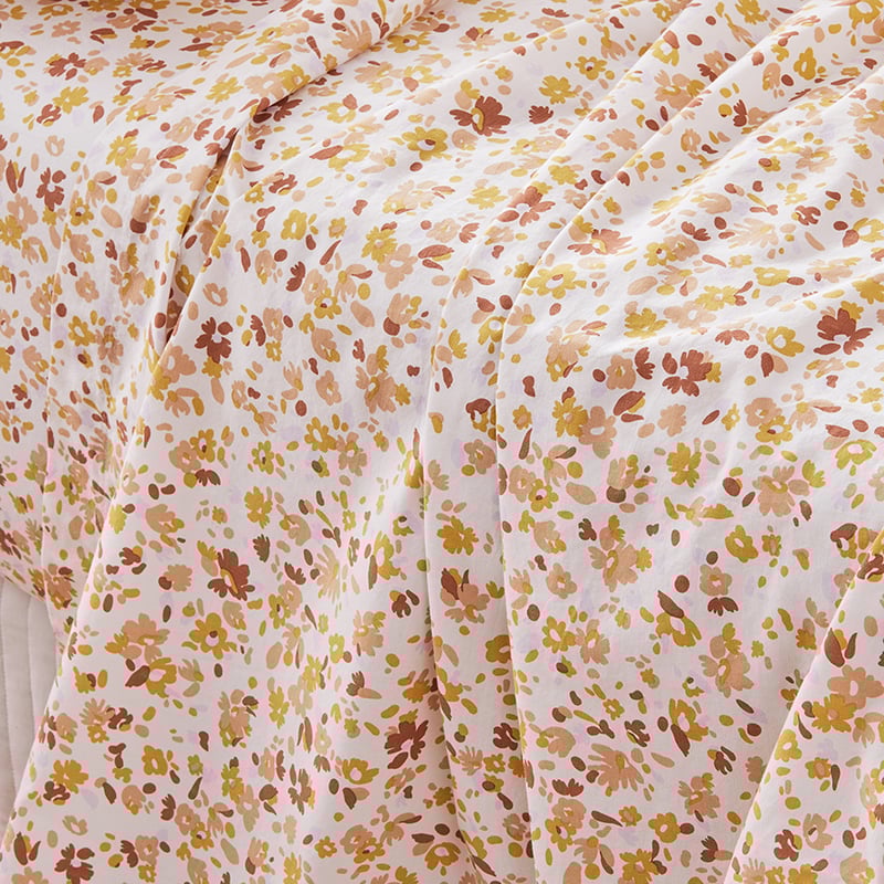 Stonewashed Printed Cotton Earthy Floral Sheet Separates