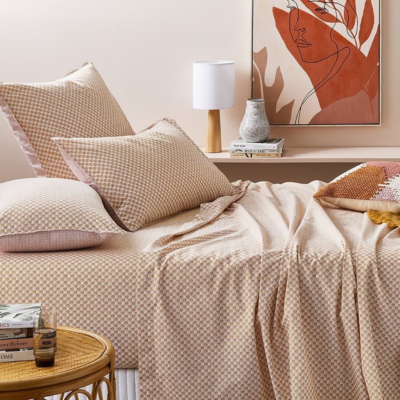 Stonewashed Printed Cotton Mustard Kasbah Sheet Separates