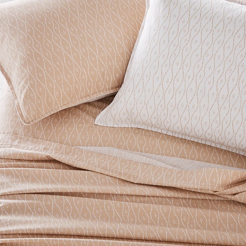 Stonewashed Cotton Printed Nude Wave Sheet Separates