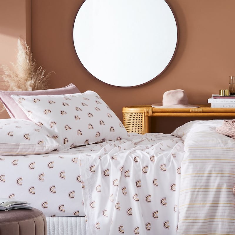 Stonewashed Printed Cotton Rainbow Sheet Separates