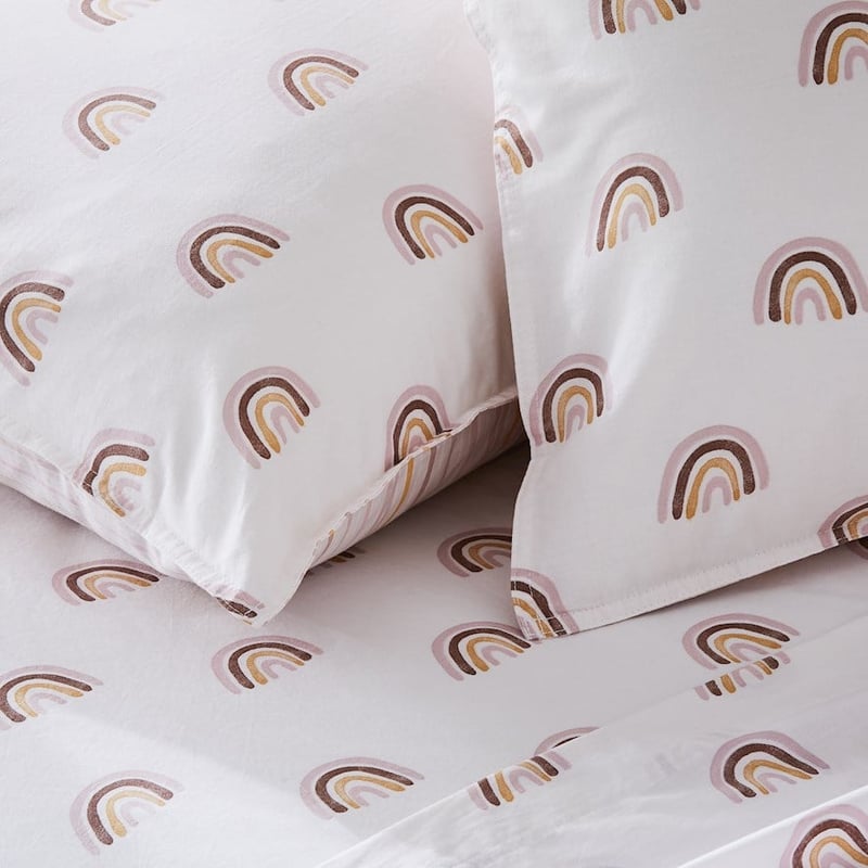 Stonewashed Printed Cotton Rainbow Sheet Separates