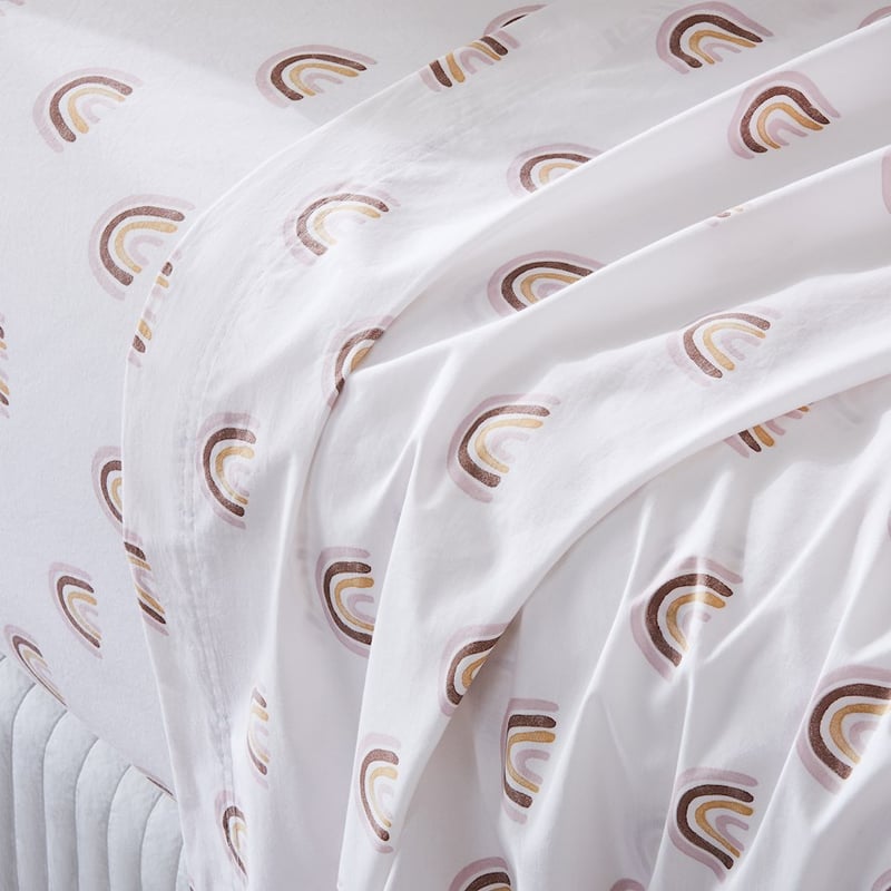 Stonewashed Printed Cotton Rainbow Sheet Separates