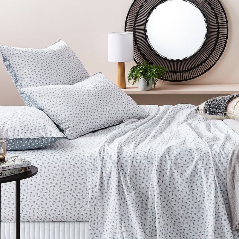 Stonewashed Printed Cotton Slate Spot Sheet Separates