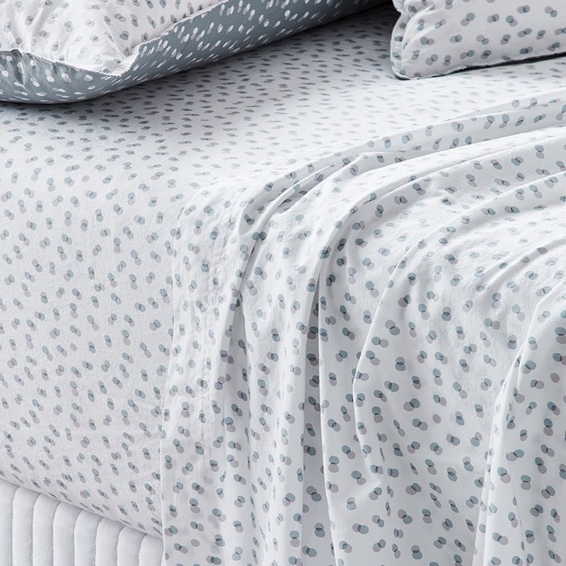 Stonewashed Printed Cotton Slate Spot Sheet Separates