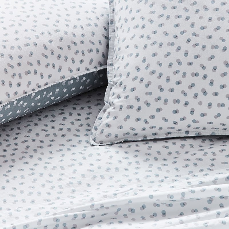 Stonewashed Printed Cotton Slate Spot Sheet Separates