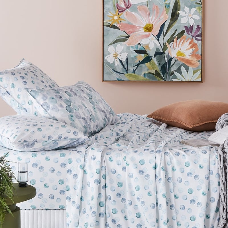 Stonewashed Cotton Printed Watercolour Spot Sheet Separates