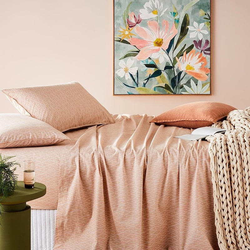 Stonewashed Cotton Printed Nude Wave Sheet Sets