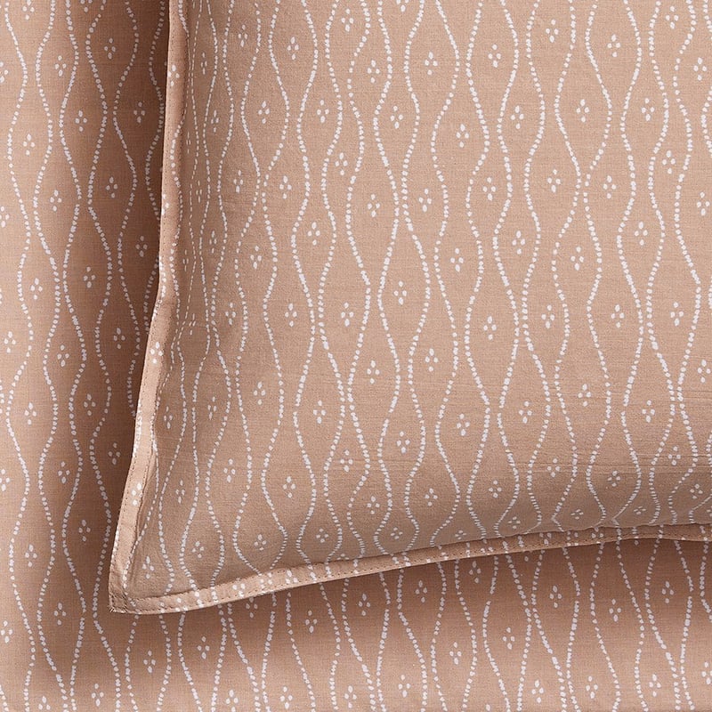 Stonewashed Cotton Printed Nude Wave Sheet Sets