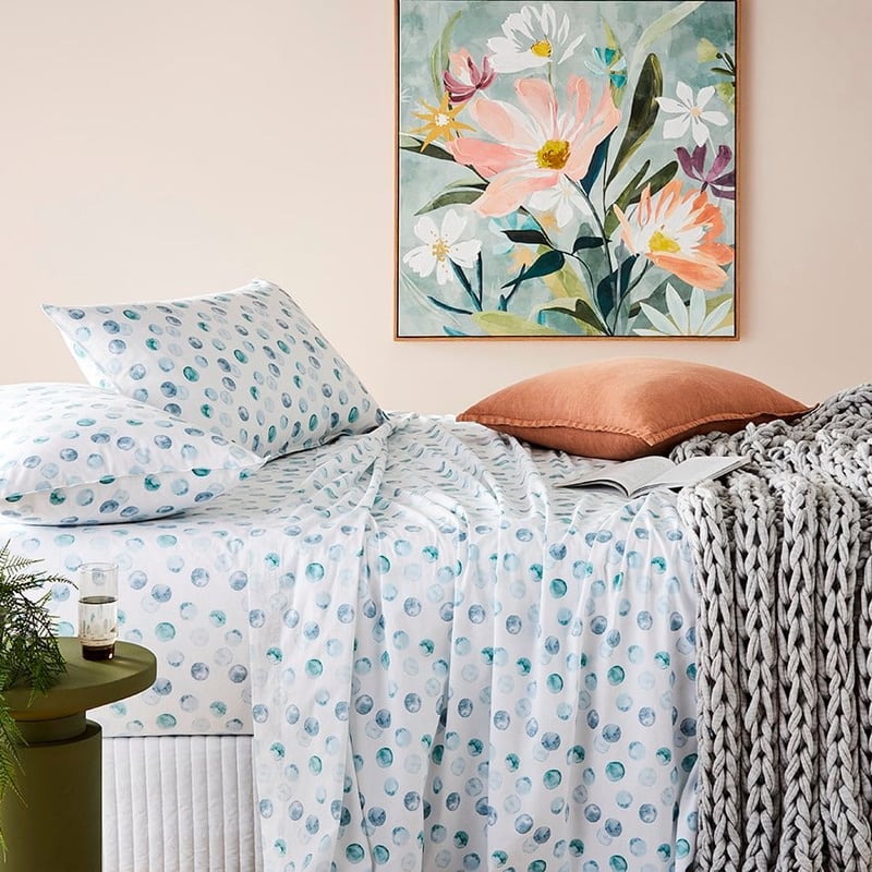 SW Cotton Printed Sheet Sets Single Watercolour Spot SS