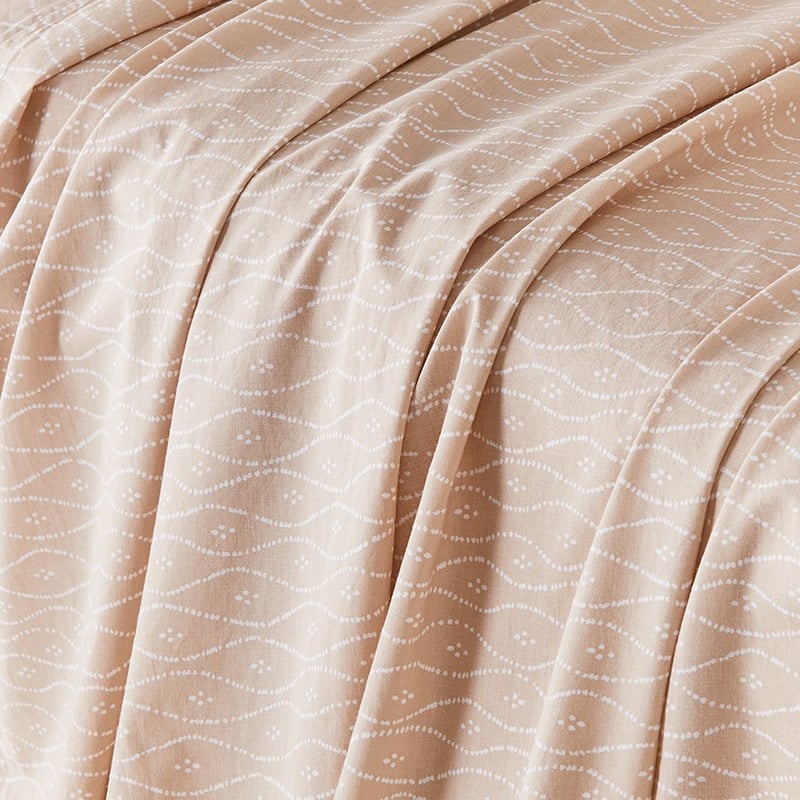 Stonewashed Cotton Printed Nude Wave Sheet Sets
