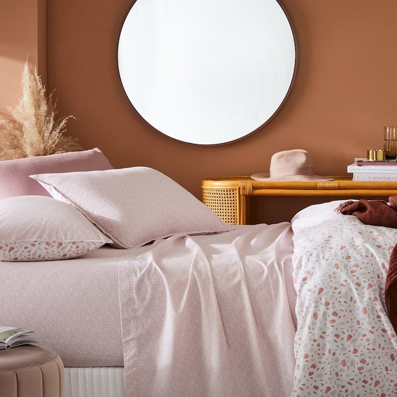 Stonewashed Cotton Printed Pink Terrazzo Sheet Set