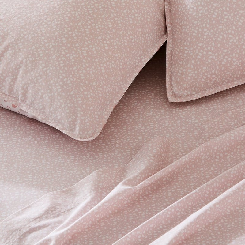 Stonewashed Cotton Printed Pink Terrazzo Sheet Set