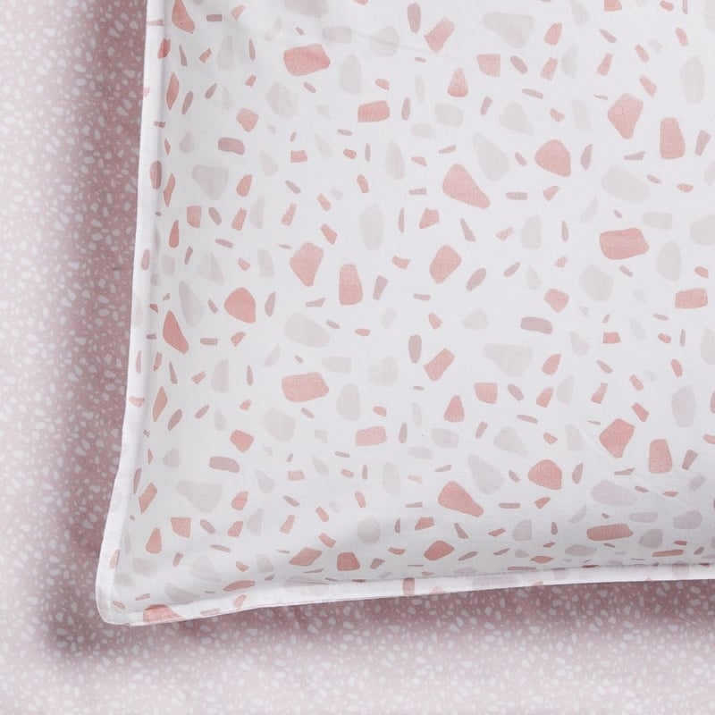 Stonewashed Cotton Printed Pink Terrazzo Sheet Set