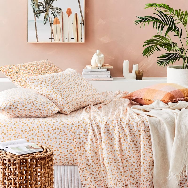 Stonewashed Cotton Printed Golden Daisy Sheet Separates