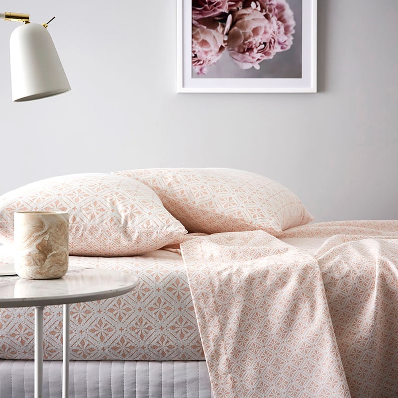 Tile Flannelette Sheet Set Pink