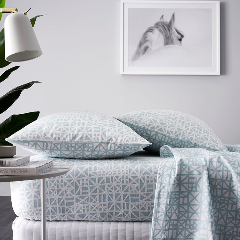 Maze Flannelette Sheet Set Blue