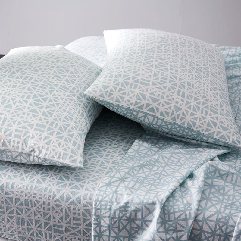 Maze Flannelette Sheet Set Blue