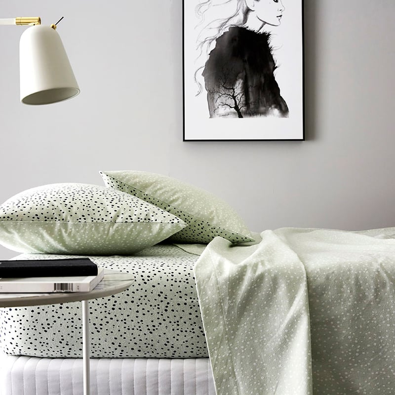Spot Flannelette Sheet Set Sky