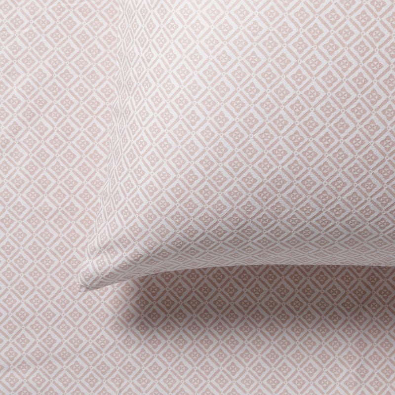 Tile Flannelette Sheet Set Blush