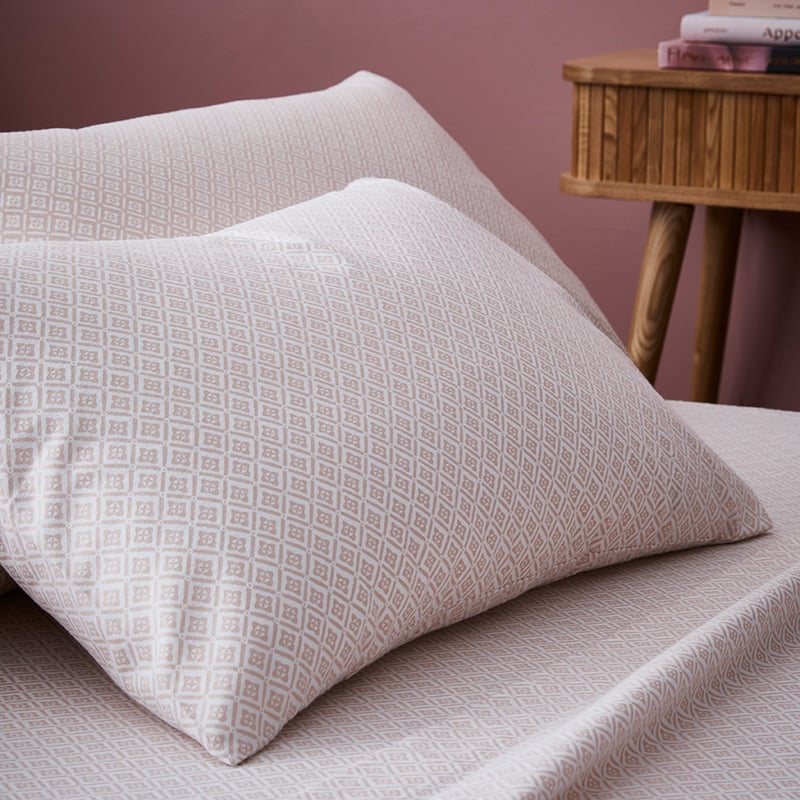 Tile Flannelette Sheet Set Blush