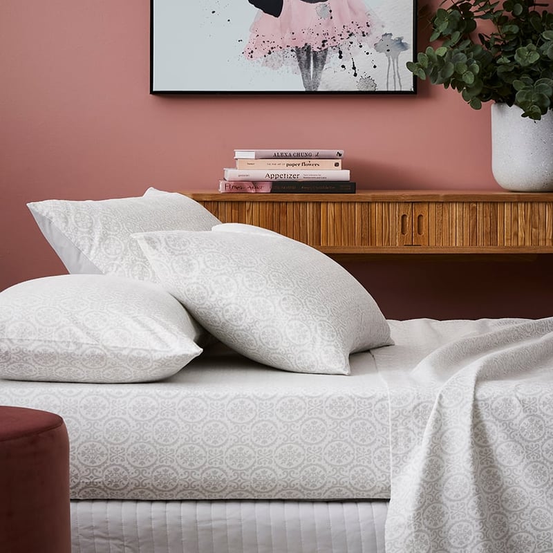 M+R Florence Flannelette W18 King Silver Sheet Set