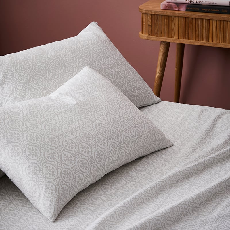 M+R Florence Flannelette W18 King Silver Sheet Set