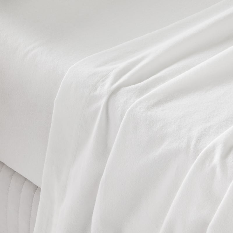 Plain Dyed Flannelette White Sheet Set