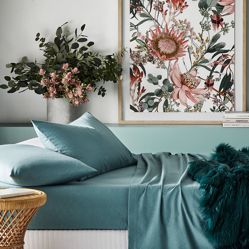 Plain Dyed Flannelette Blue Sheet Separates