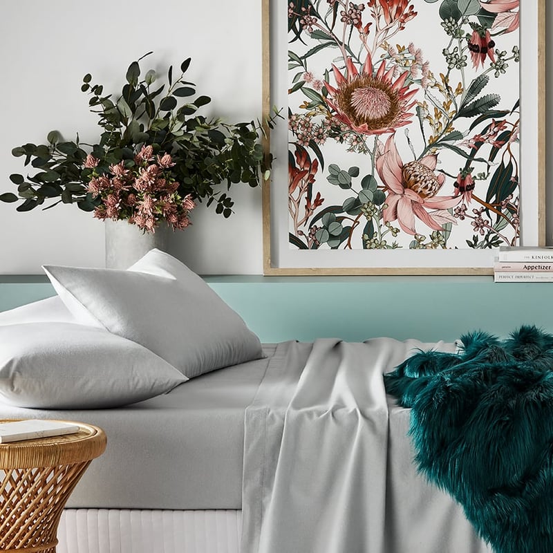 Plain Dyed Flannelette Silver Sheet Separates