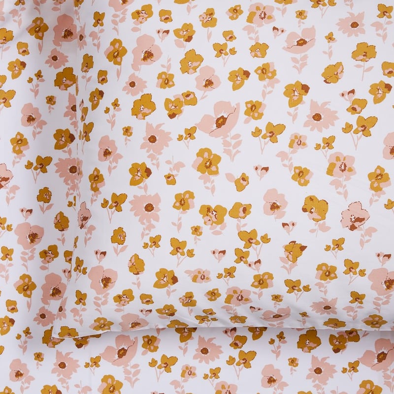 500TC Pima Cotton World's Softest Cotton Mustard Floral Sheet Set