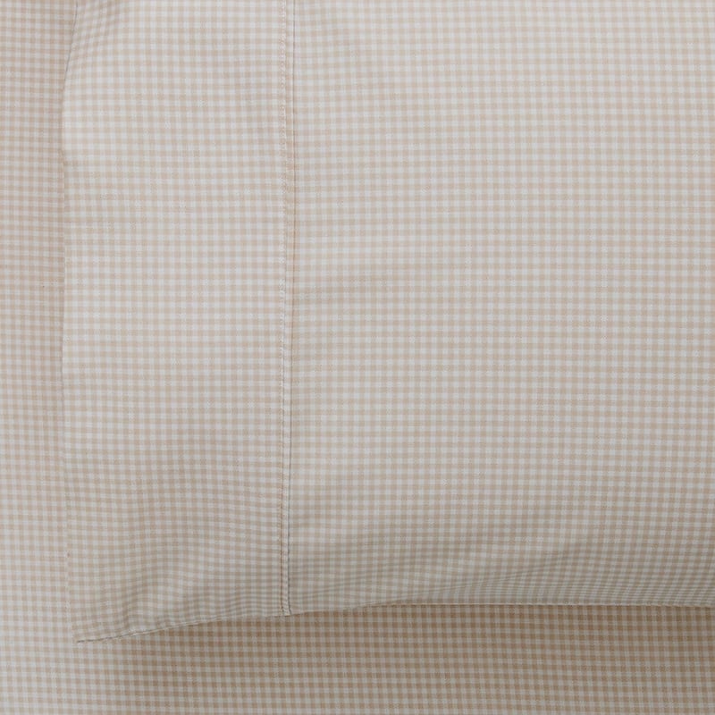 500TC Worlds Softest Single Natural Gingham Sheet Set