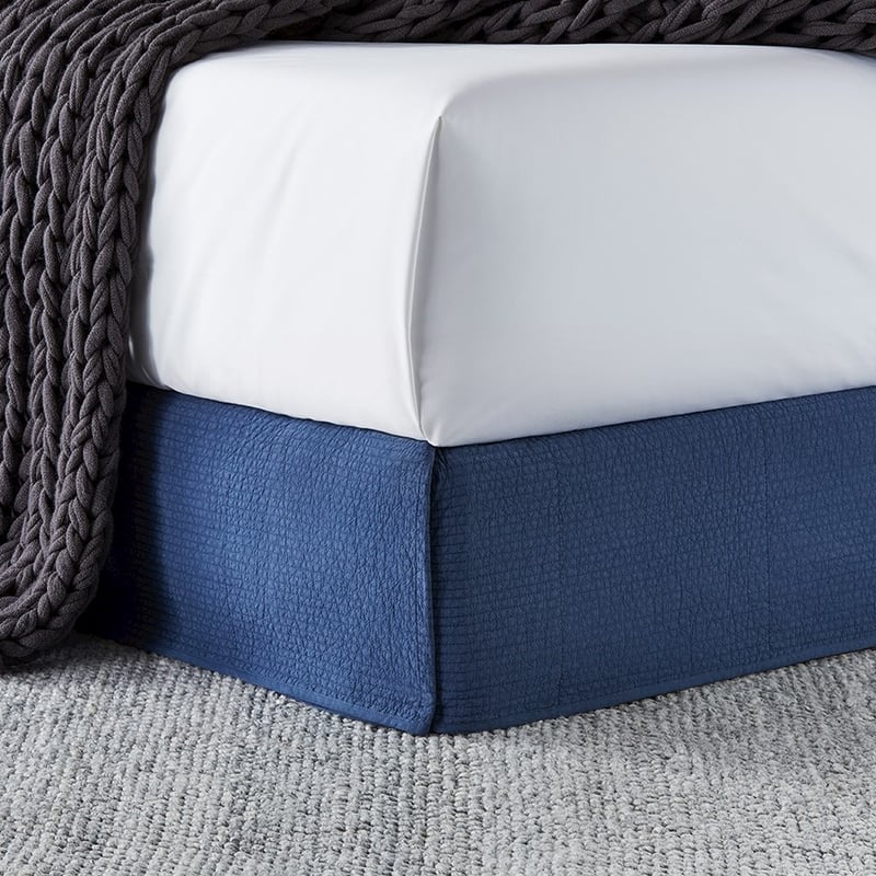 Stonewashed Cotton China Blue Quilted Valance