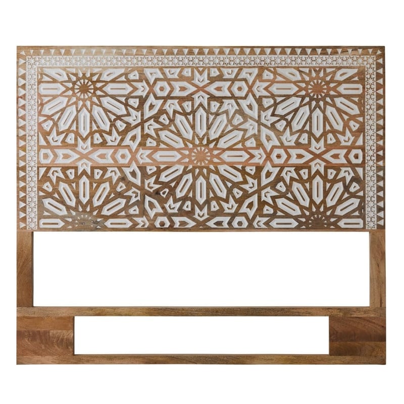 Amira Natural & White Carved Bedhead 